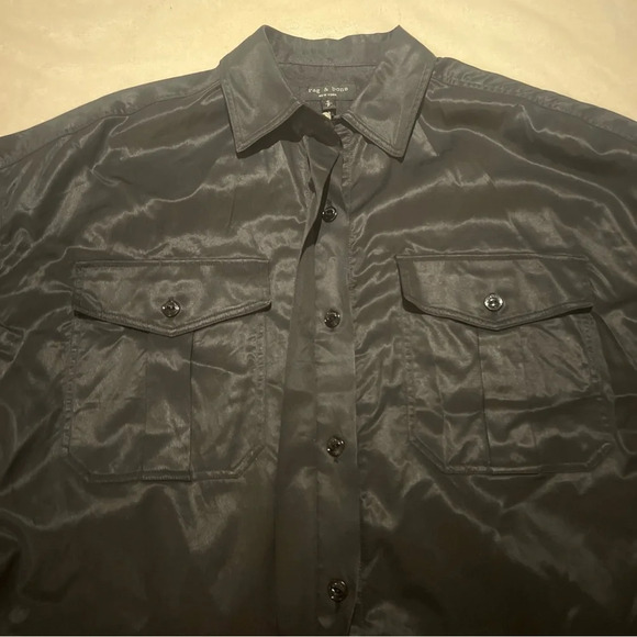 Rag & Bone Black  Lace Up Side Mason Shirt. Size S Retail $325 - Picture 6 of 10